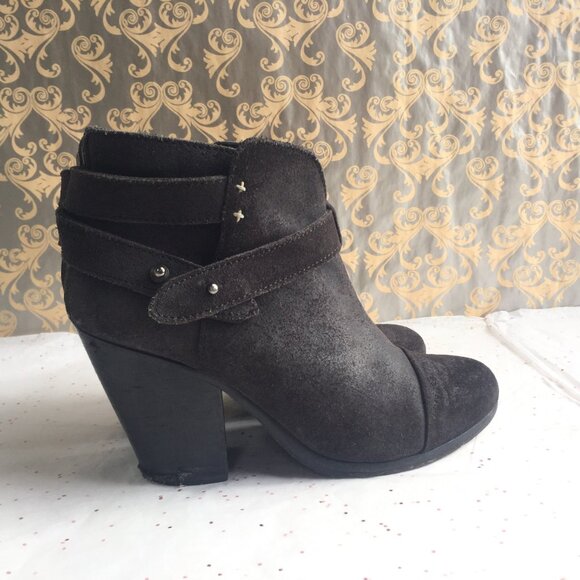 Rag and Bone Harrow Black Leather Block Heel Pushpin Close - size 36 5.5 Classic - Picture 1 of 12